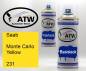 Preview: Saab, Monte Carlo Yellow, 231: 400ml Sprühdose + 400ml Klarlack - Set, von ATW Autoteile West.